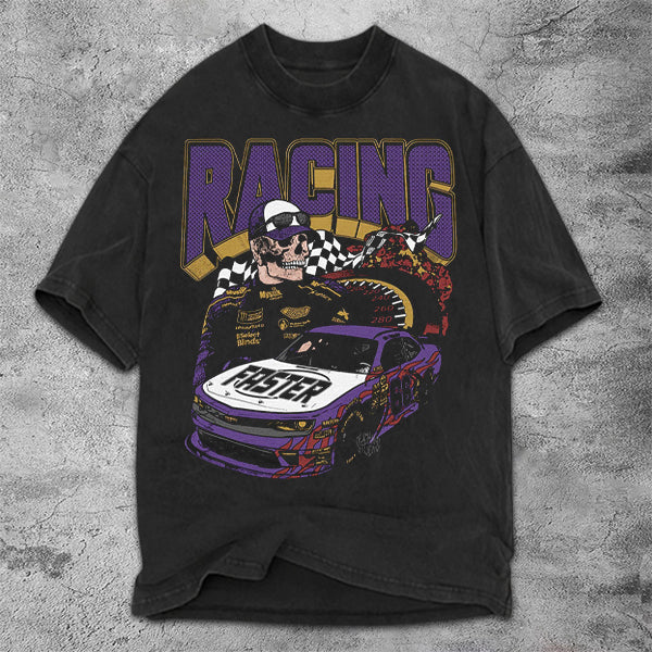 Skull Racing Graphic Print Short Sleeve T-Shirt
