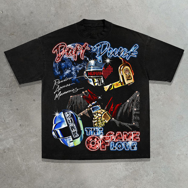 Masked Singer Casual Street Retro Hip-Hop Heavy T-shirt