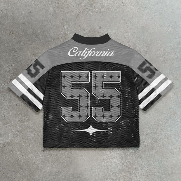 Starry sky casual street stitching mesh jersey