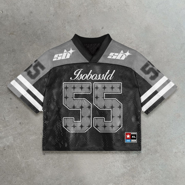 Starry sky casual street stitching mesh jersey
