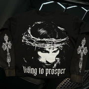 Fake Two Jesus Living To Prosper Print Long Sleeve T-Shirt