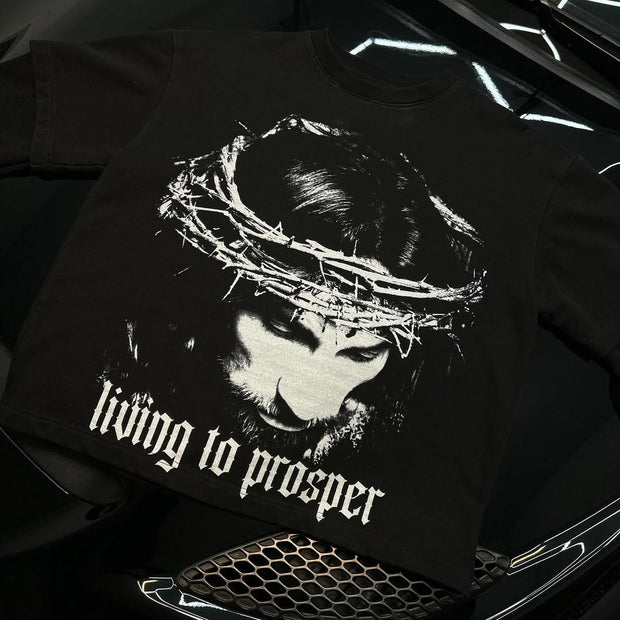 Fake Two Jesus Living To Prosper Print Long Sleeve T-Shirt