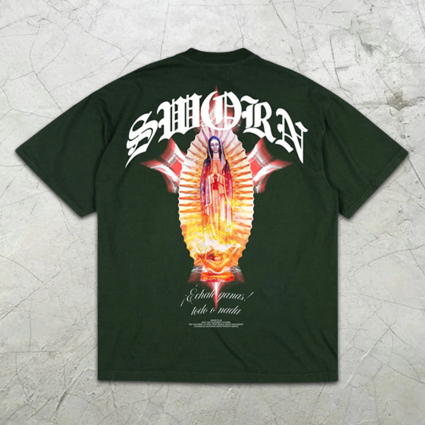 Virgin Mary graphic print short-sleeved T-shirt