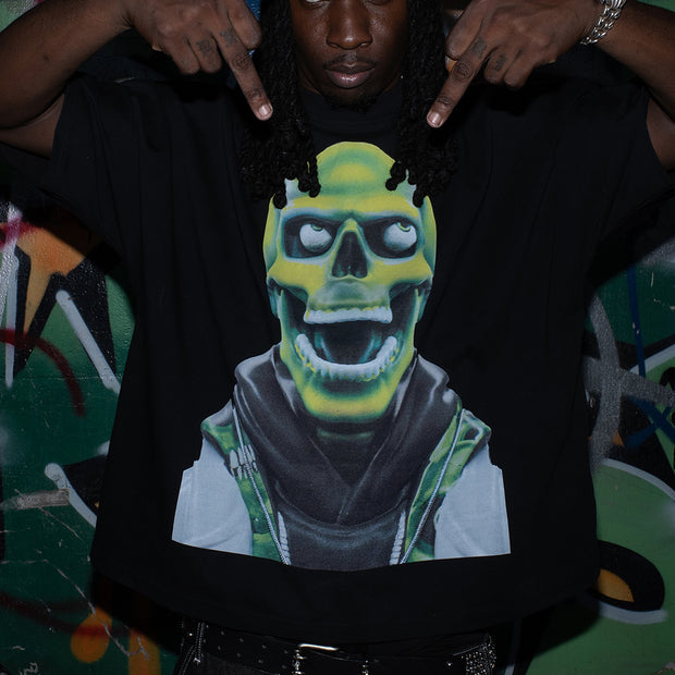 Green Skull Casual Streetwear Long Sleeve T-Shirt