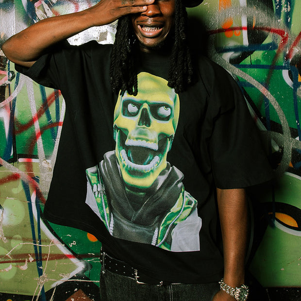 Green Skull Casual Streetwear Long Sleeve T-Shirt