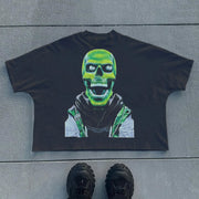 Green Skull Casual Streetwear Long Sleeve T-Shirt