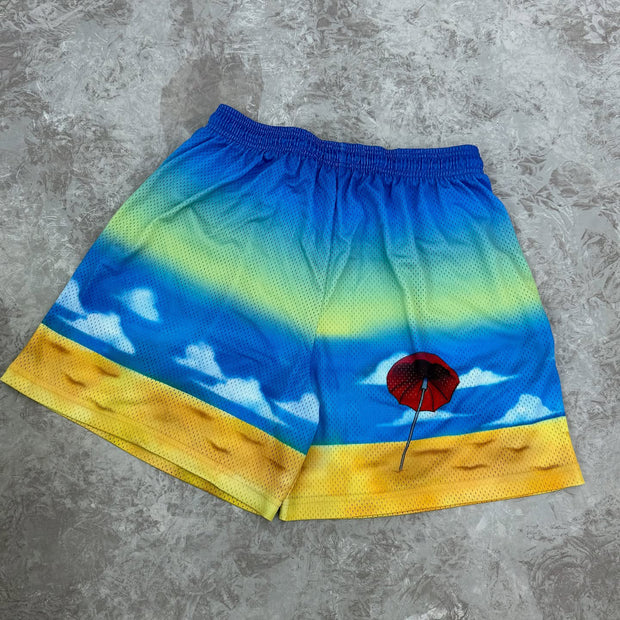 Casual Street Gradient Hawaiian Mesh Shorts