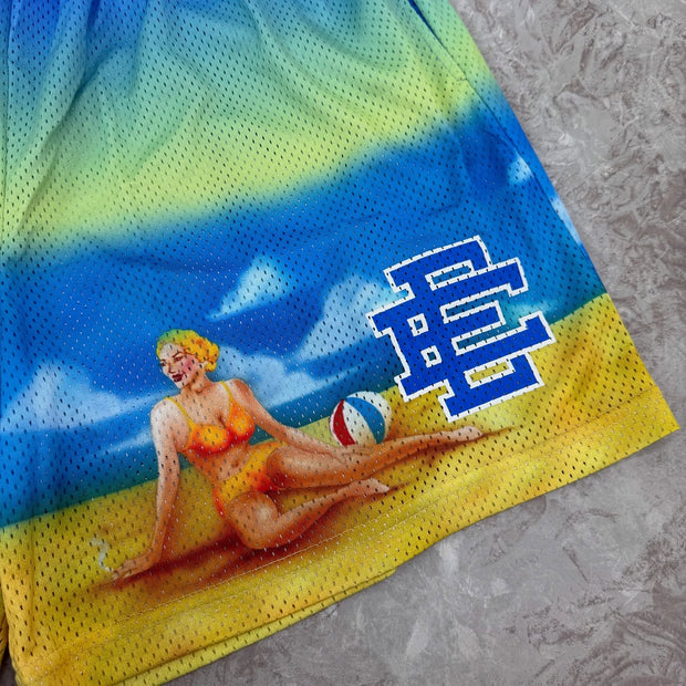 Casual Street Gradient Hawaiian Mesh Shorts