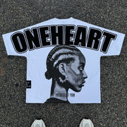 One Heart Print Short Sleeve T-Shirt