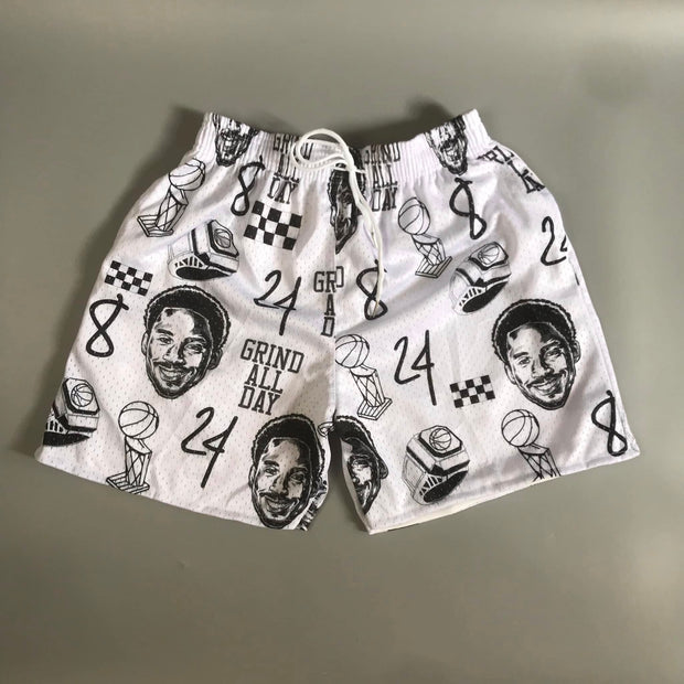 Sports star print mesh shorts
