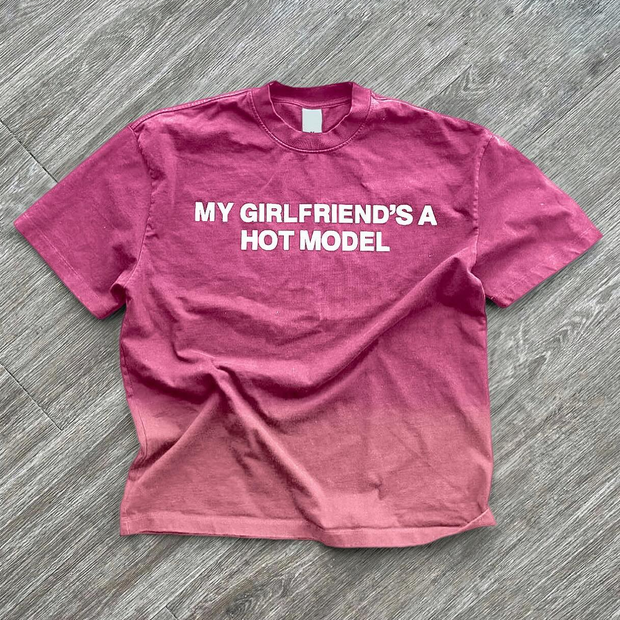 Gradient lettering print oversized T-shirt