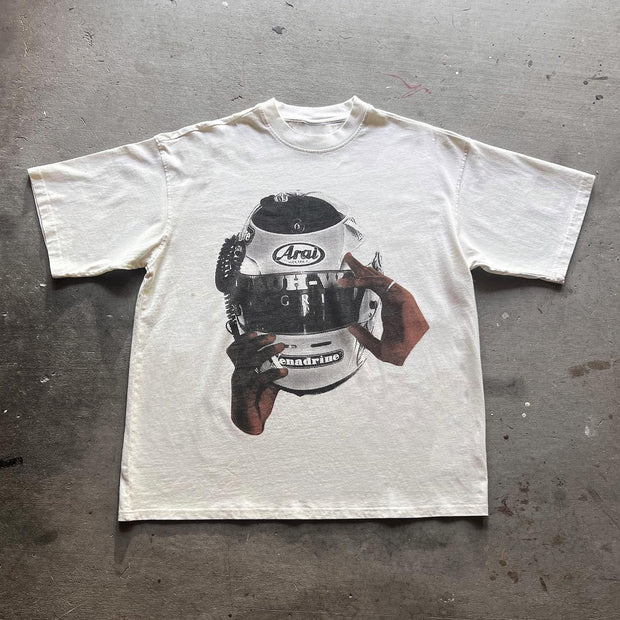 Casual Racing Print Short Sleeve T-Shirt