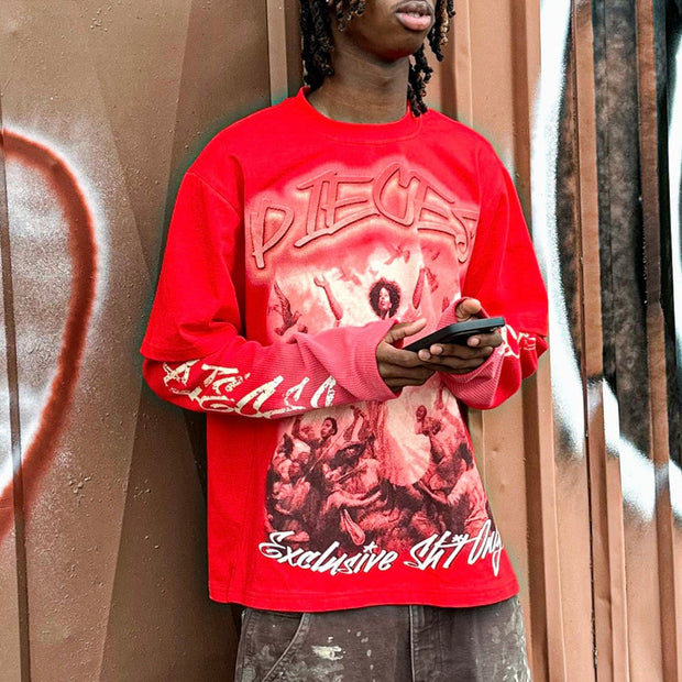 Son of God fake two-piece casual street long-sleeved T-shirt