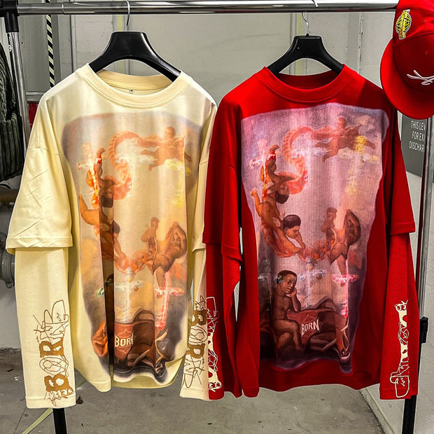 Son of God fake two-piece casual street long-sleeved T-shirt