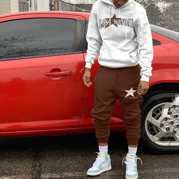 Last Monday Print Hoodie Sweatpants Two Piece Set