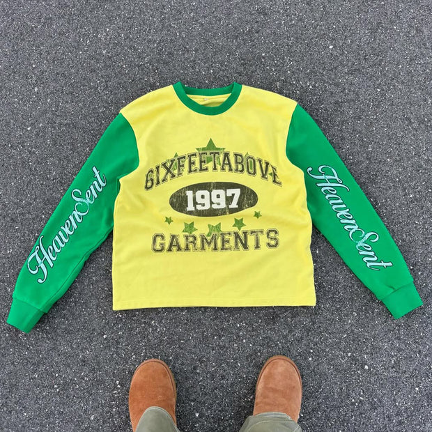 Letters Contrast Color Print Long Sleeve T-Shirt