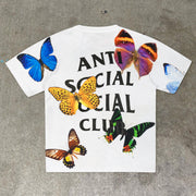 Tide Brand Print Retro Butterfly Short Sleeve T-Shirt