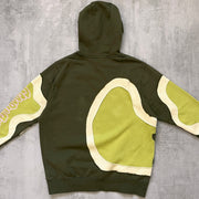 Contrast patch print hoodie
