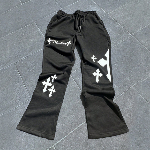 Fashion cross print flared pants