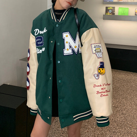 American Christmas stitching jacket jacket men and women thickening casual baseball uniform