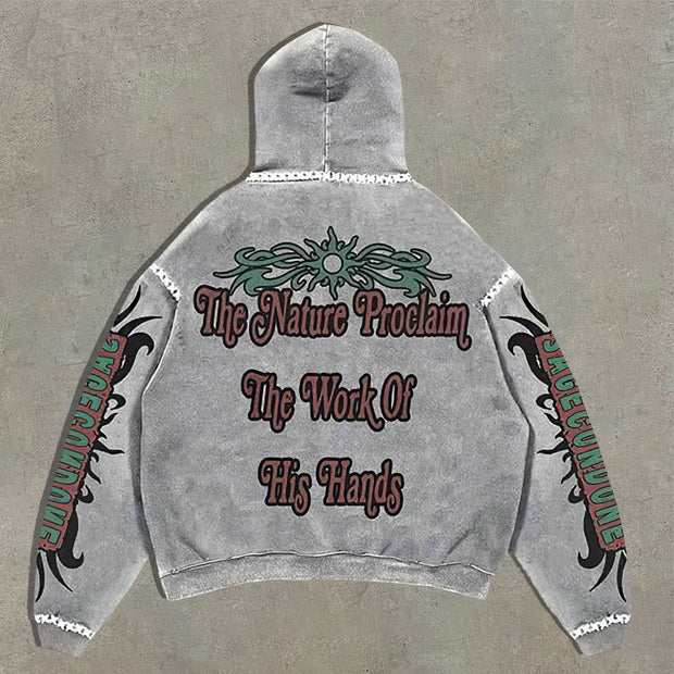 Fashion retro print hoodie