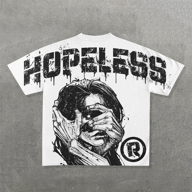 Fashion Hopeless Print Short Sleeve T-Shirt