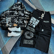 Graffiti casual street zipper hoodie wide-leg pants two-piece set