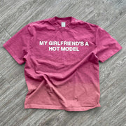 Gradient letter print crew neck T-shirt