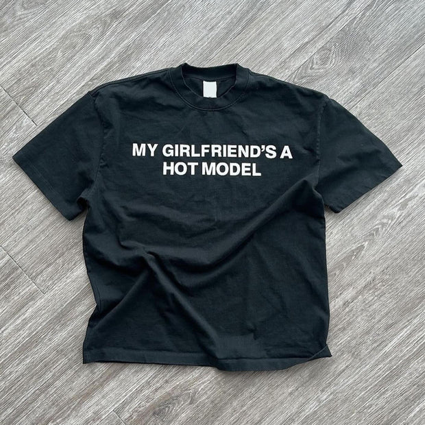 Gradient letter print crew neck T-shirt