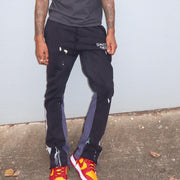 Personalized color block splash ink casual trousers