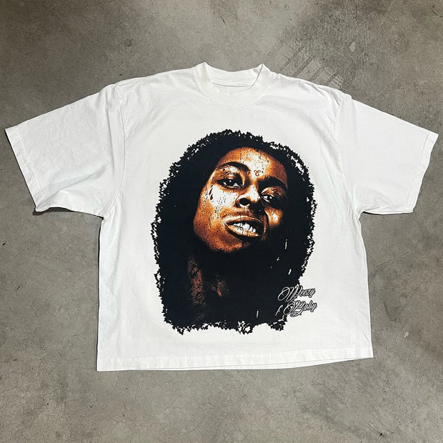 Character Portrait Print Short Sleeve T-Shirt