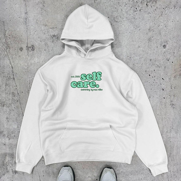 Self Care Print Long Sleeve Hoodies