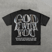 God Is With You Print Short Sleeve T-Shirt