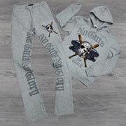 Personalized street mask letter hoodie trousers two-piece set
