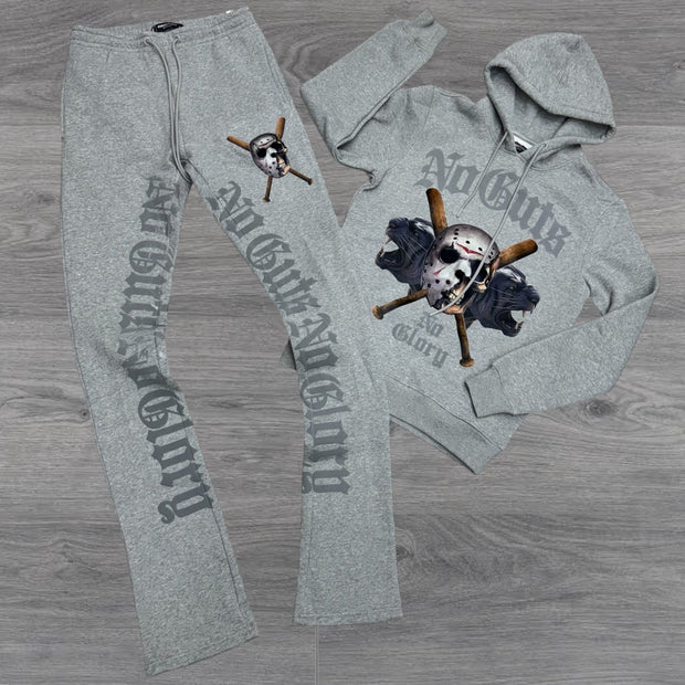 Personalized street mask letter hoodie trousers two-piece set