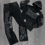 Lucky Star casual hoodie and trousers two-piece set