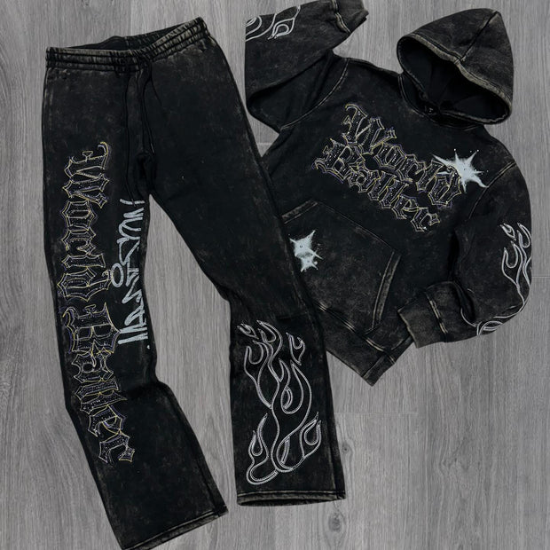Lucky Star casual hoodie and trousers two-piece set