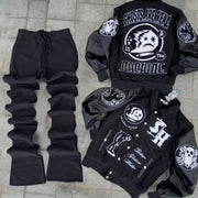 Casual personalized printed retro baseball team jacket and pants two-piece set