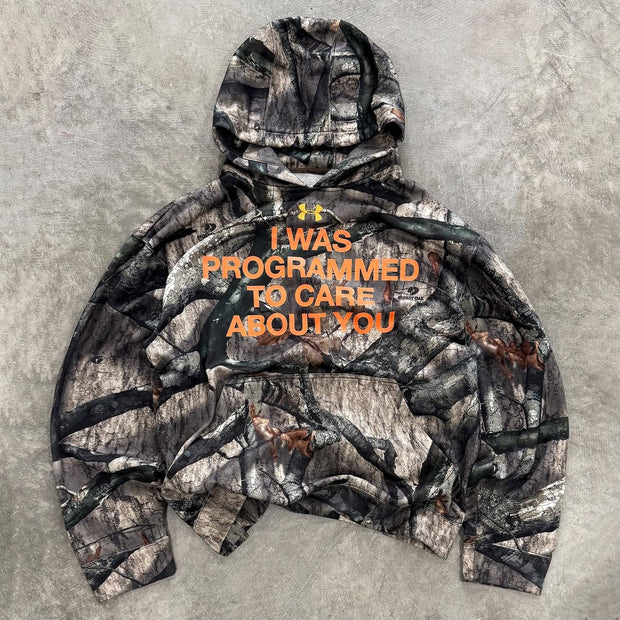 Camouflage I Was Programmed To Care About You Print Hoodies