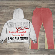 Skeleton casual street patchwork hoodie pure cotton two-piece suit