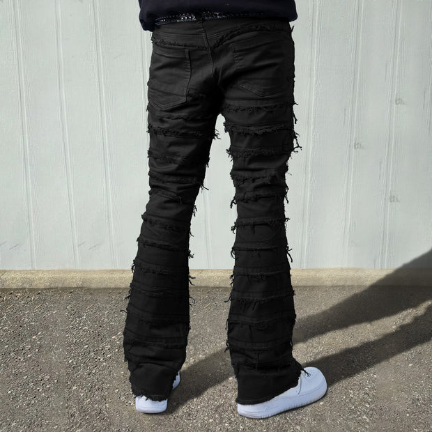 Destroy raw edge denim hip-hop trendy trousers