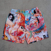Strawhats Pool Party Print Mesh Drawstring Shorts