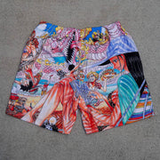 Strawhats Pool Party Print Mesh Drawstring Shorts