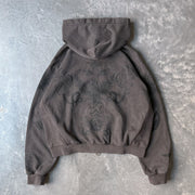 Personalized Street Style Stars and Sun Print Zip-Up Hoodie