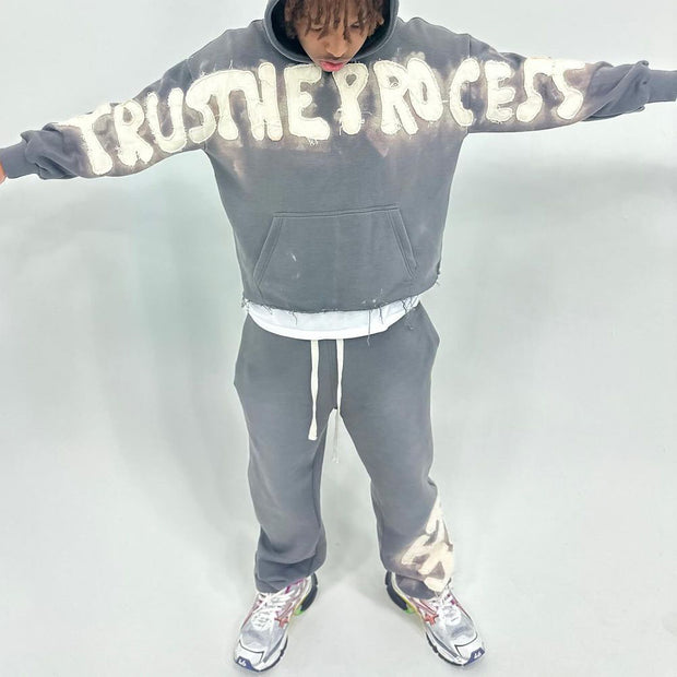 Fashionable and personalized street style letter pattern hoodie set