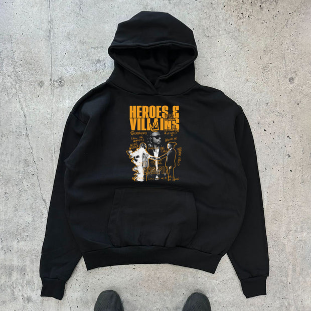 Heroes & Villains Print Long Sleeve Hoodies