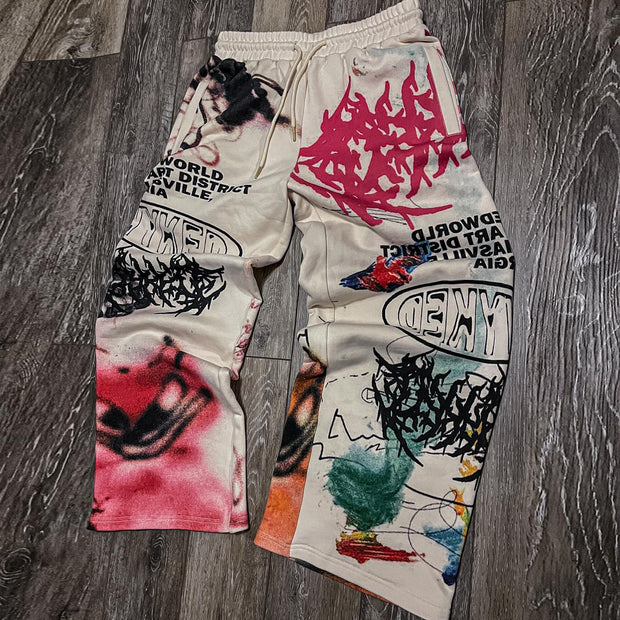 Street style hand-painted loose trousers