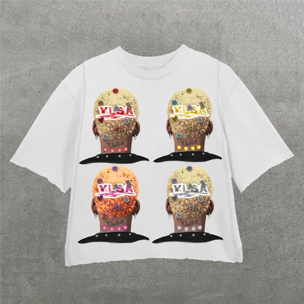 Back Of Head Print Short Sleeve T-shirt