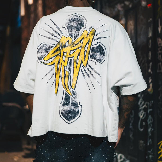 Jesus Cross Print Short Sleeve T-Shirt