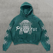 Jesus Peaceful Print Long Sleeve Hoodies